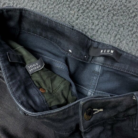 NEUW Iggy Skinny Jeans Mens 32x29 Cotton Black Button Fly Dark Cuff - Picture 7 of 12